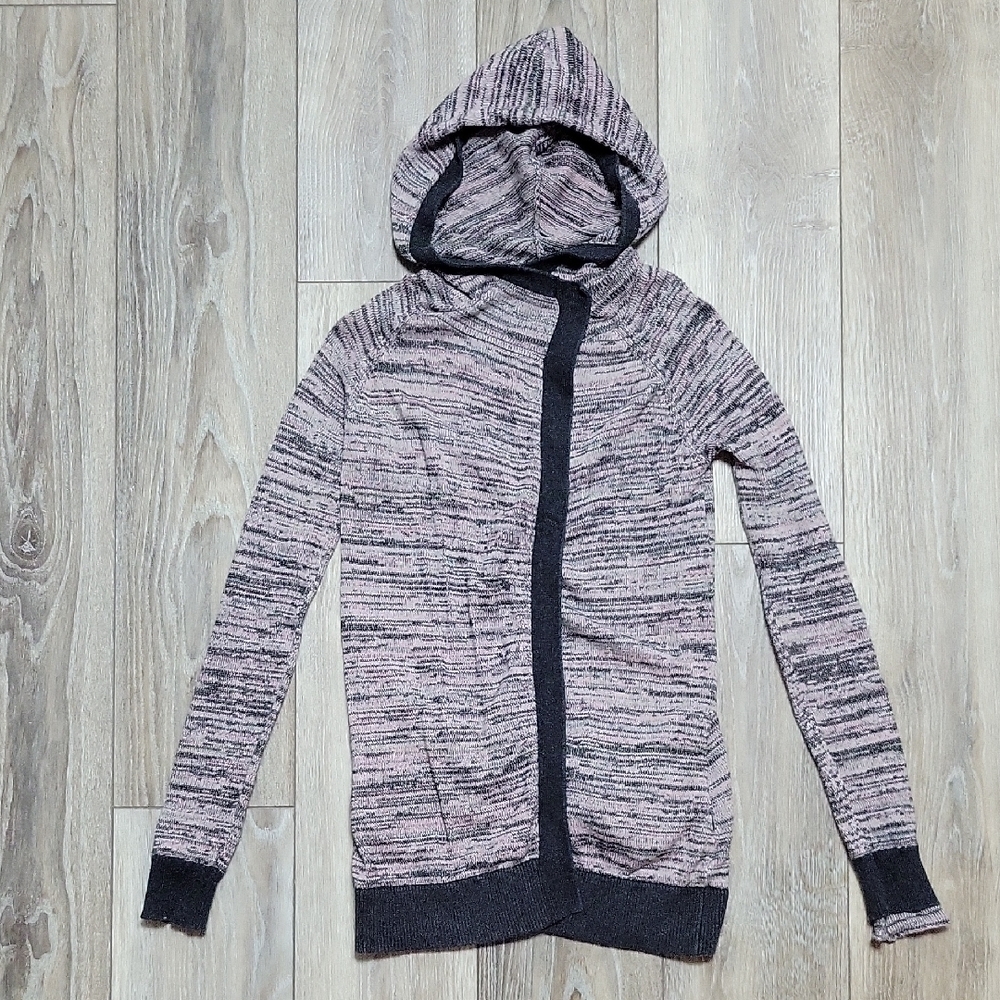 Ivivva by Lululemon Size 10 Pink and Gray Marled Knit Cardigan